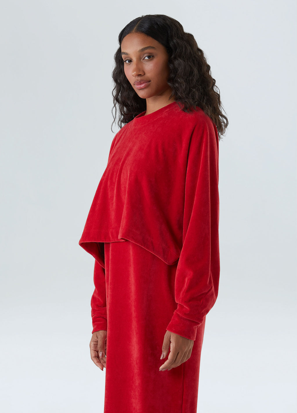 CASACO CROPPED PLUSH CARMIM