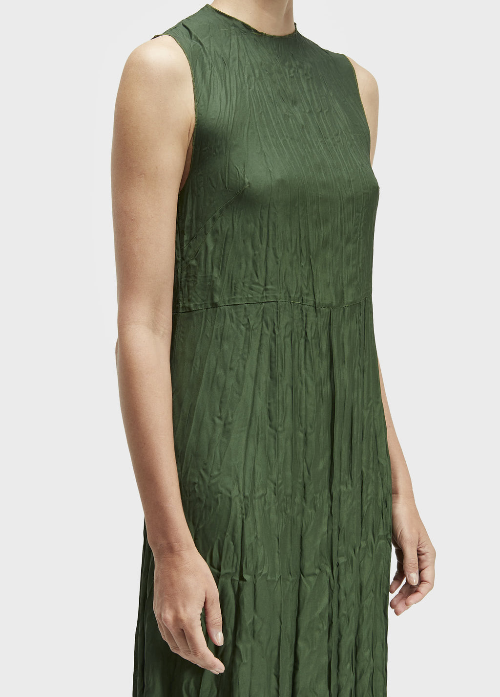 VESTIDO SLEEVELESS WRINKLE SATIN DOUBLE