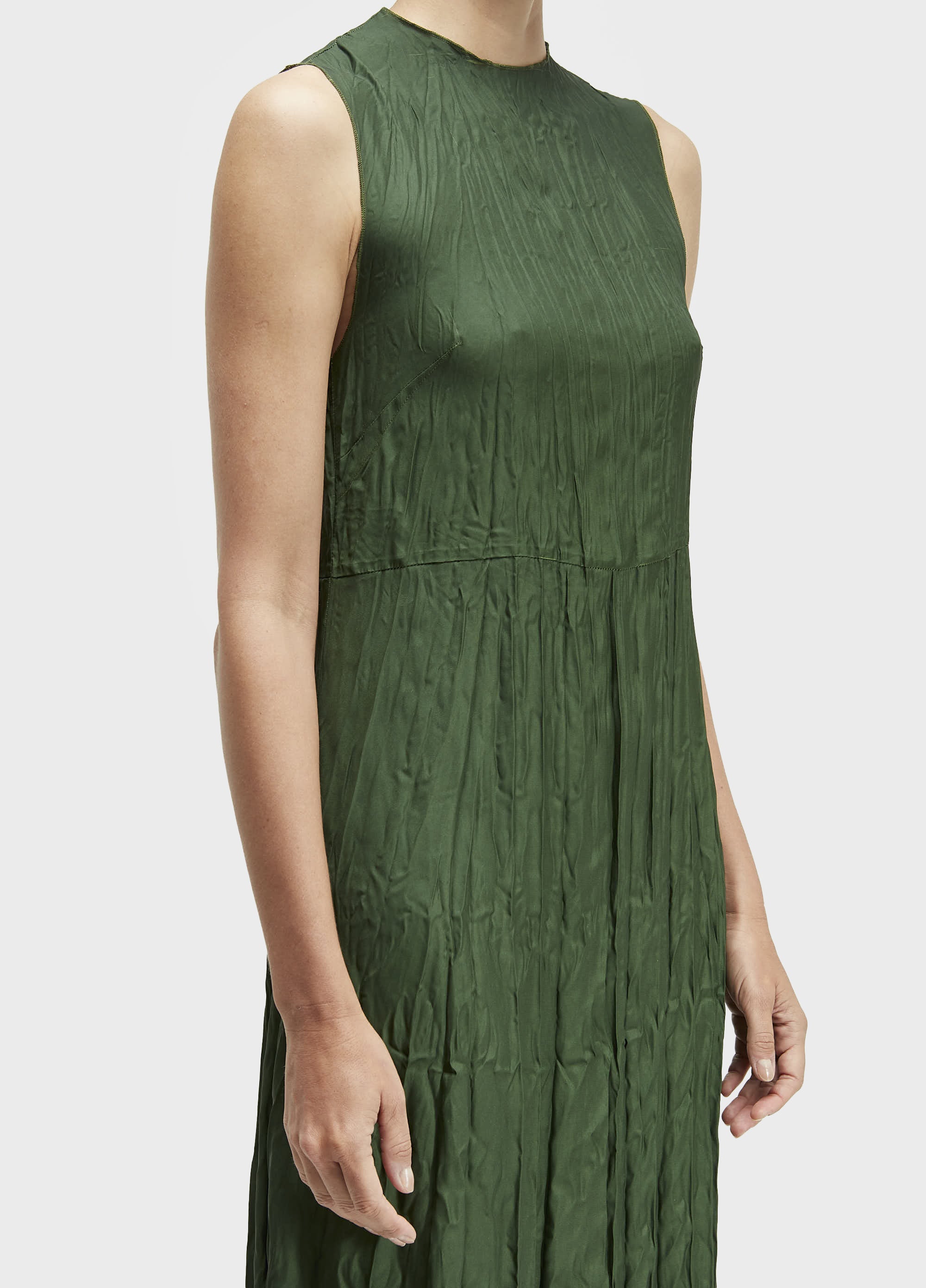 VESTIDO SLEEVELESS WRINKLE SATIN DOUBLE