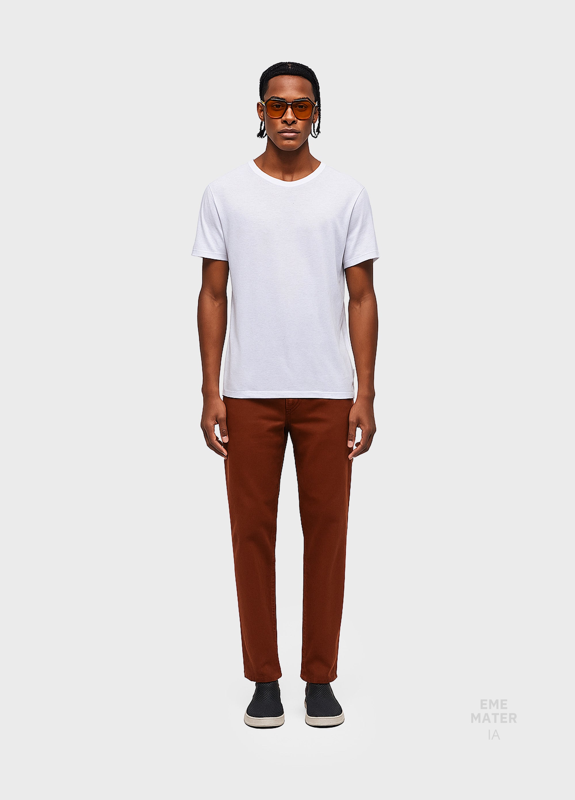 CALCA DENIM E-COLOR MARROM CEDRO
