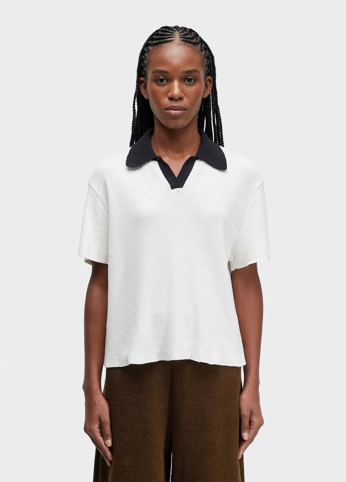 BLUSA POLO TRICOT OVER CANELADO