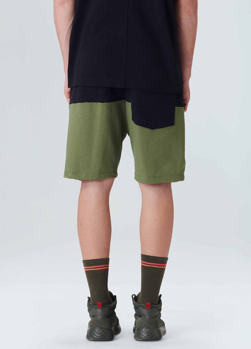 BERMUDA CASUAL MASC BICOLOR PRETO/VERDE PALMEIRA