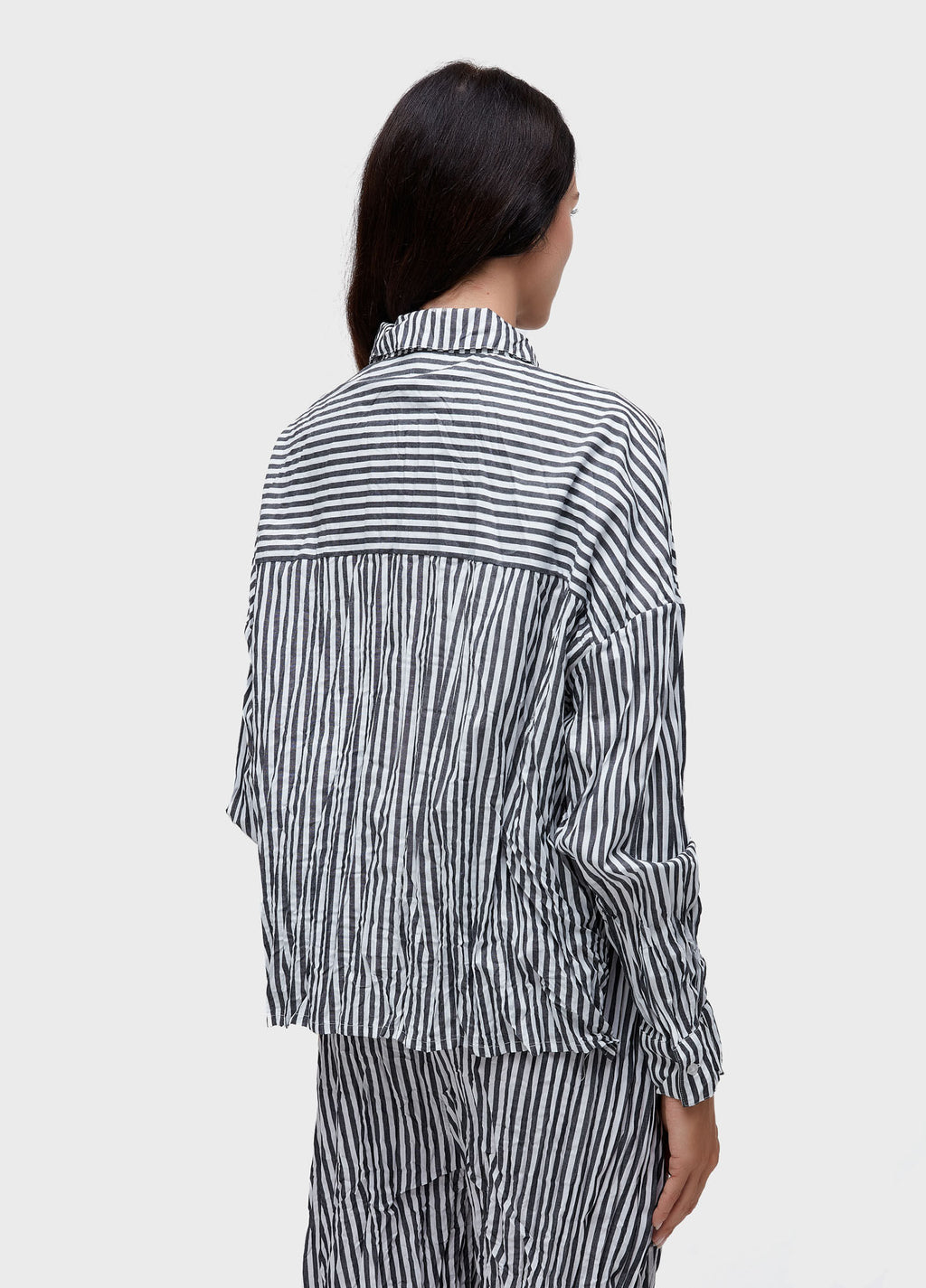 CAMISA ML WRINKLED TRICOLINE FIO TINTO