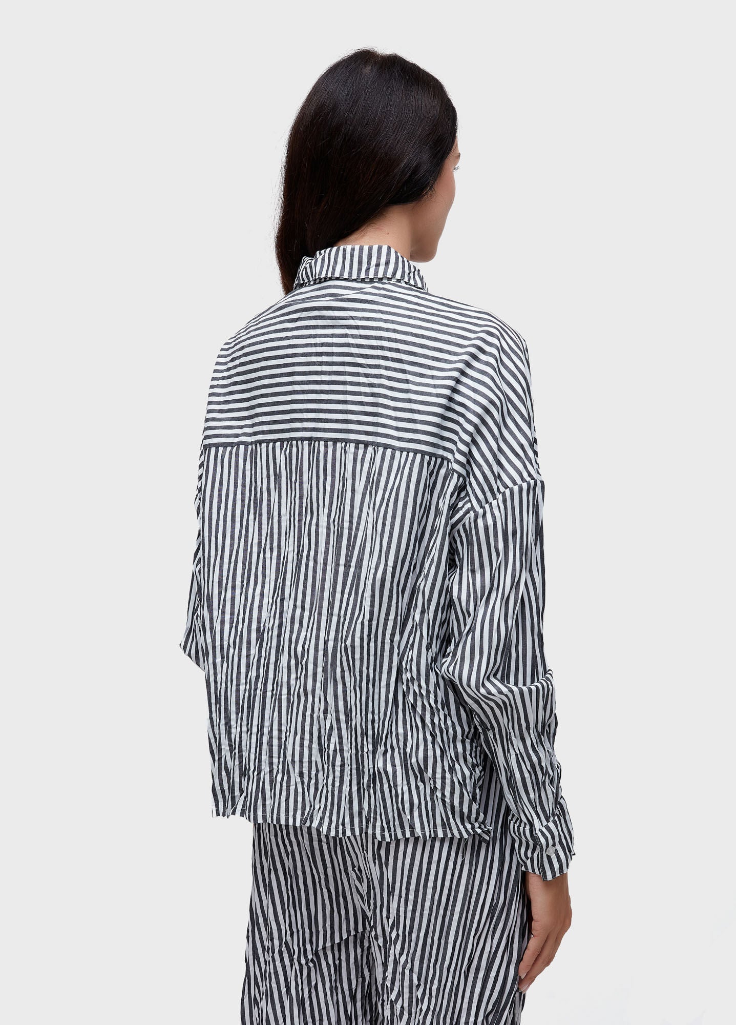CAMISA ML WRINKLED TRICOLINE FIO TINTO