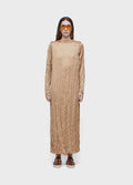 VESTIDO WRINKLED SATIN DOUBLE FACE PALHA