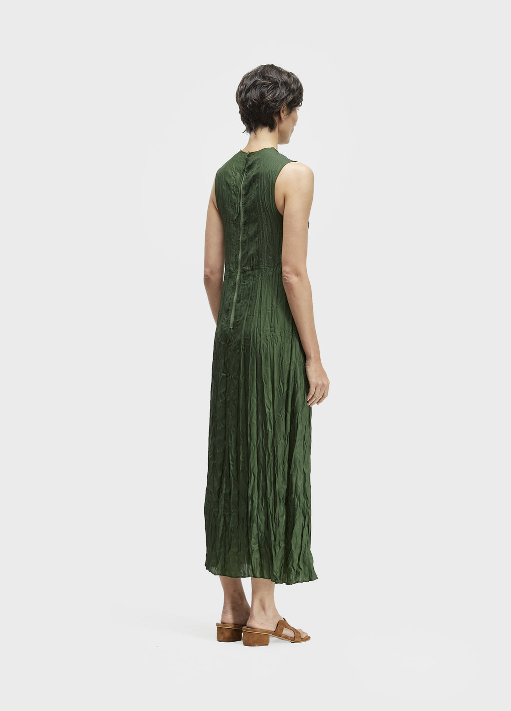 VESTIDO SLEEVELESS WRINKLE SATIN DOUBLE