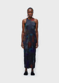 VESTIDO WRINCKLED SATIN ROSE BLUR DOUBLE