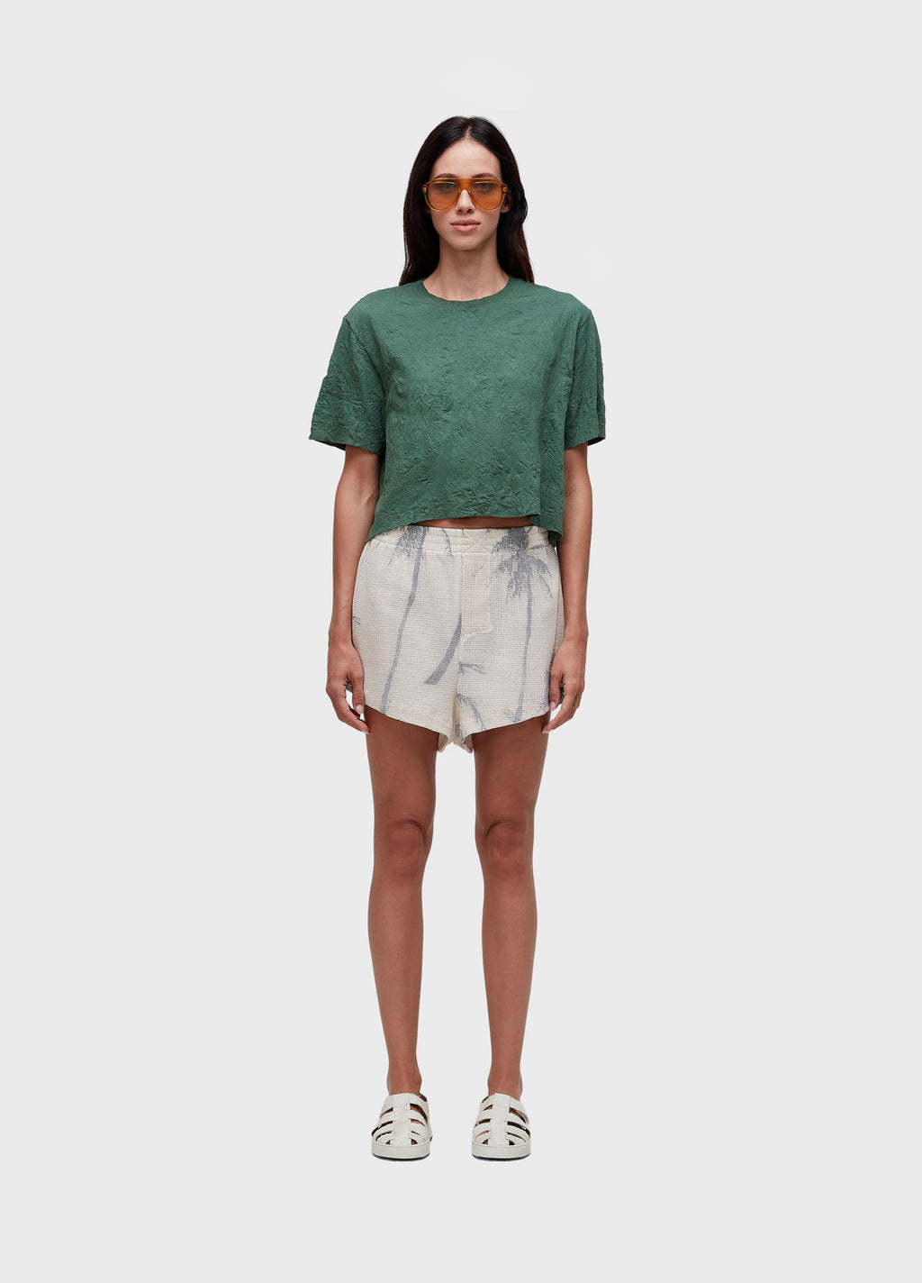 SHORT TELA COQUEIRO OFF-WHITE/PRETO