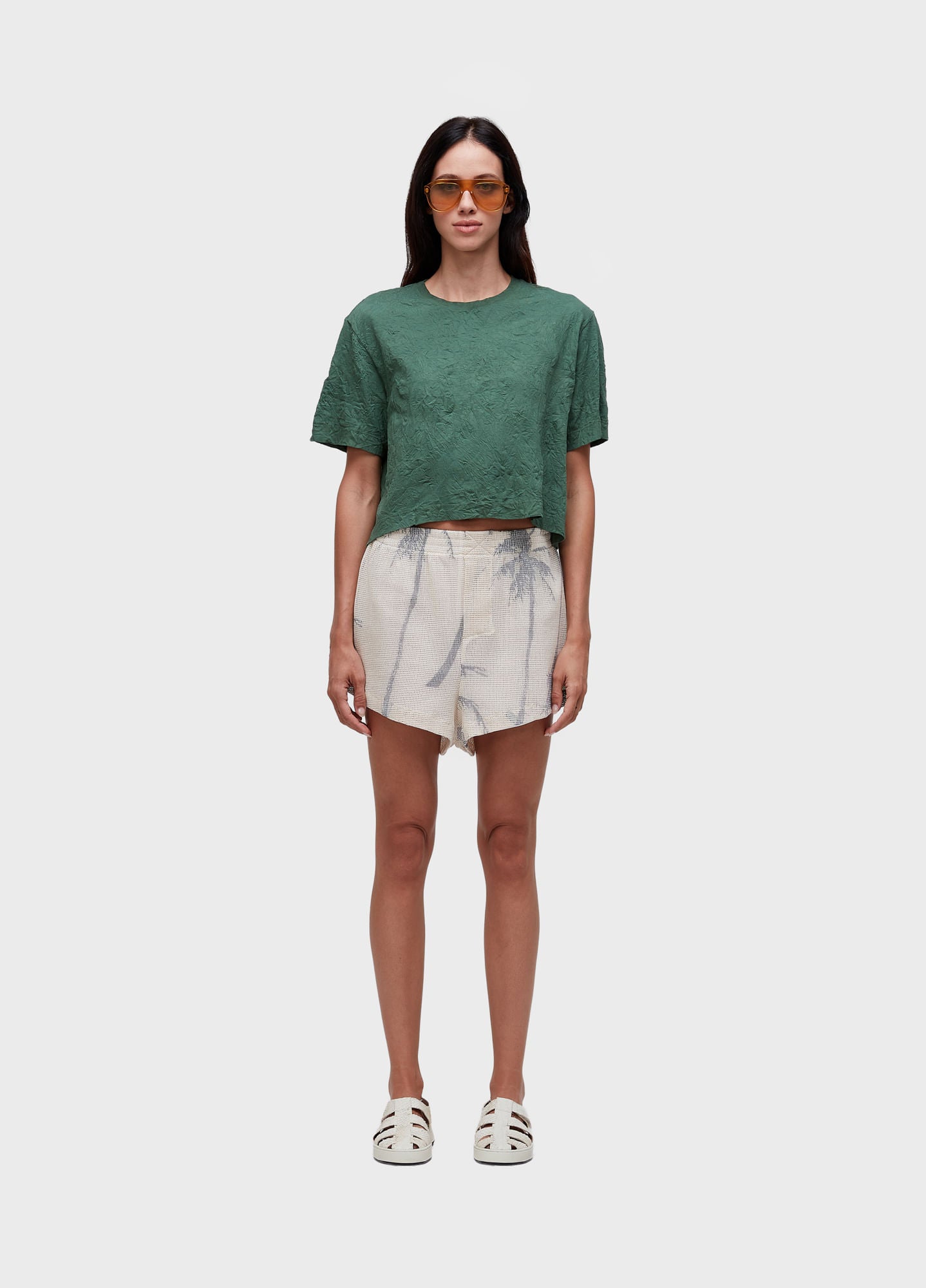 SHORT TELA COQUEIRO OFF-WHITE/PRETO