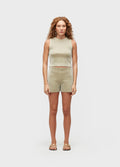 SHORT FEM TRICOT LUREX DOURADO/PRATA