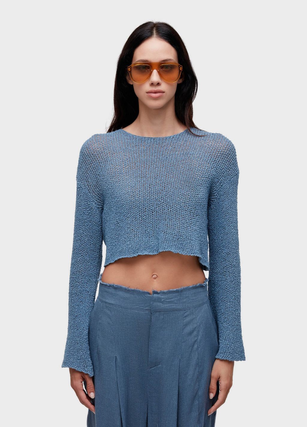 BLUSA ML FLARE TRICOT REDE