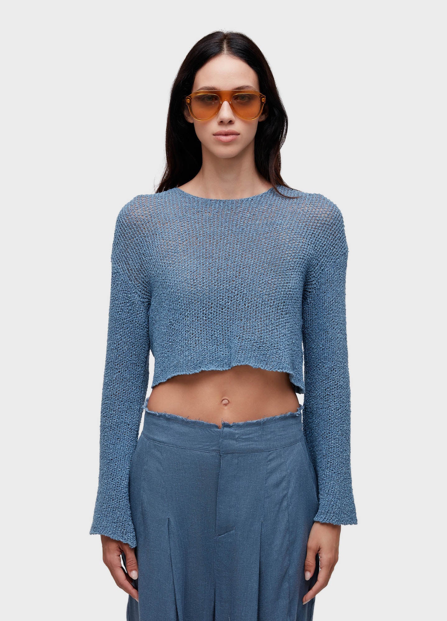 BLUSA ML FLARE TRICOT REDE