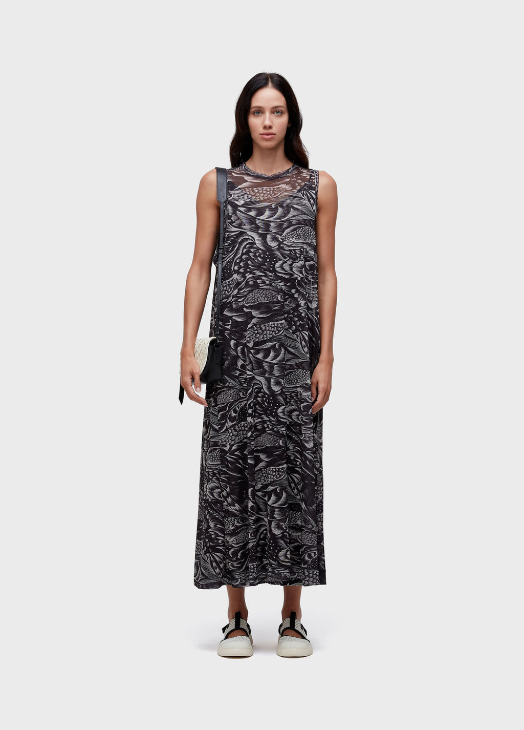 VESTIDO TULE PIRARUCU TRACE PRETO/OFF-WHITE