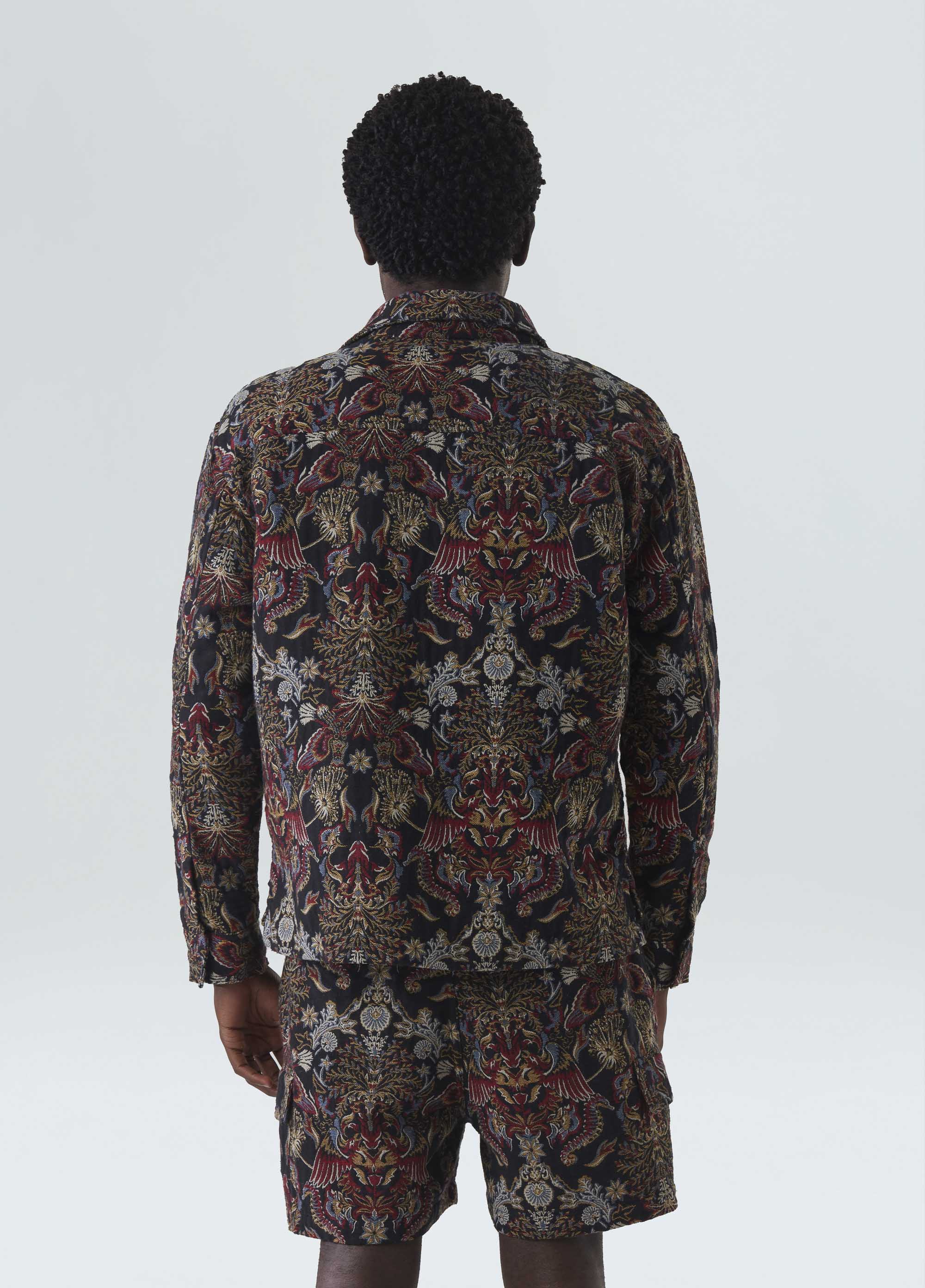 OVERSHIRT JACQUARD ORIGEM PRETO/VERMELHO