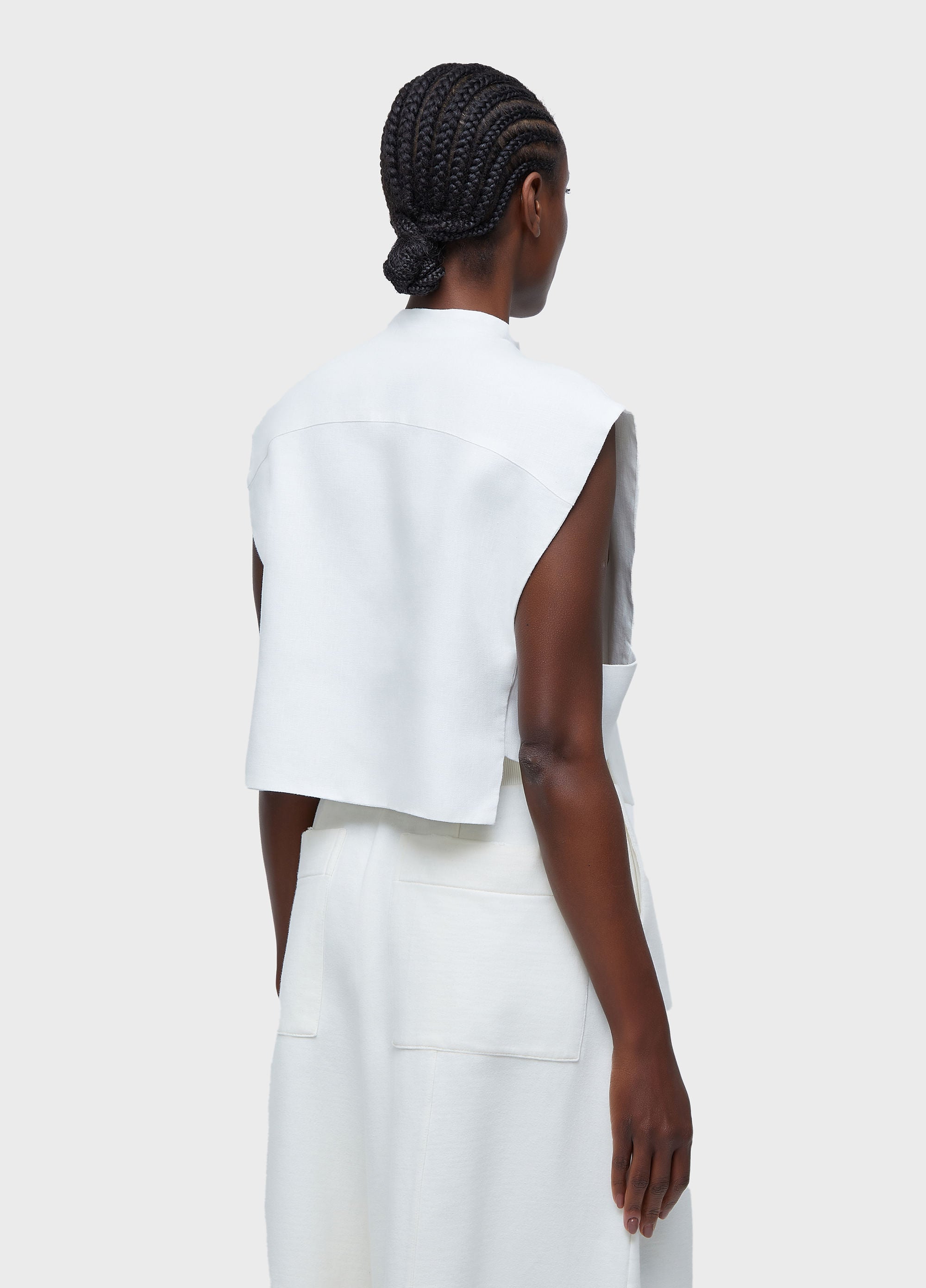 BLUSA SMOKING SLEEVELESS LINEN