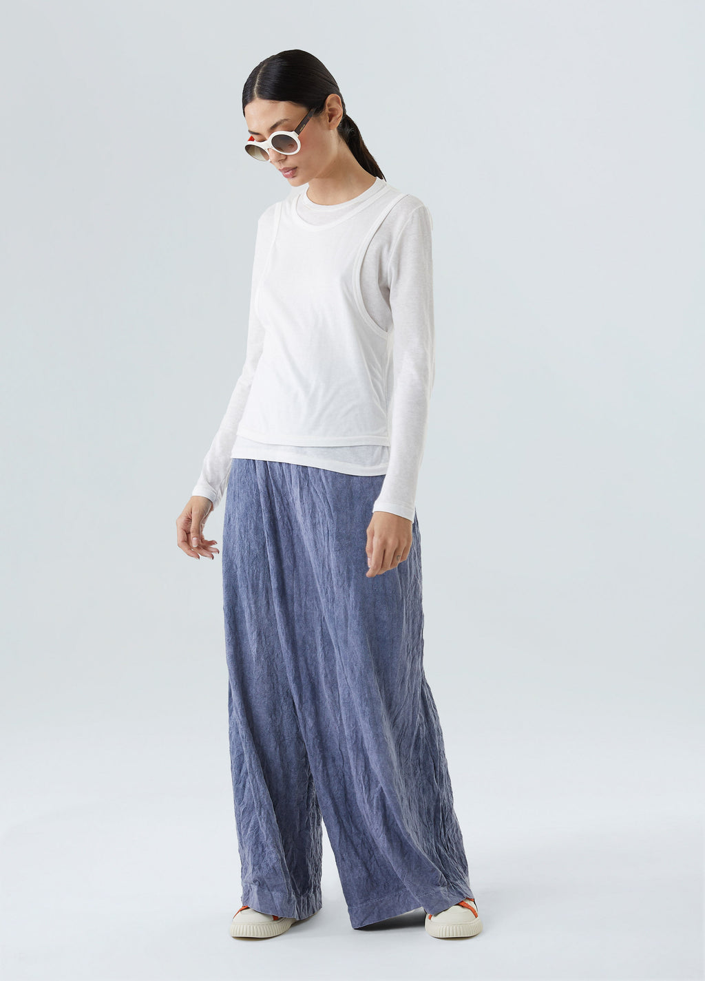 CALCA TRANSPASSADA WRINKLE MARMORIZADA MARINHO