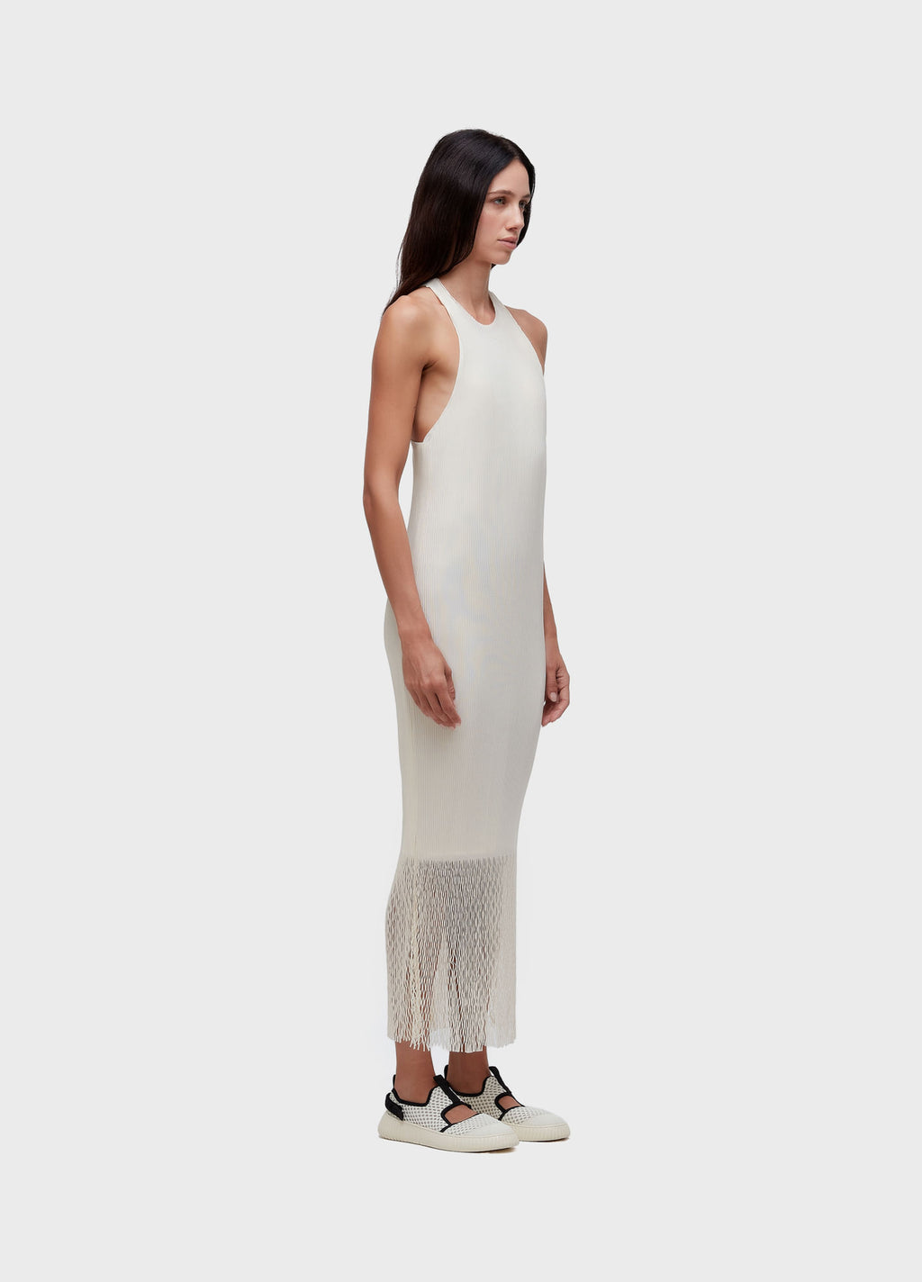 VESTIDO NADADOR PLISSE OFF-WHITE