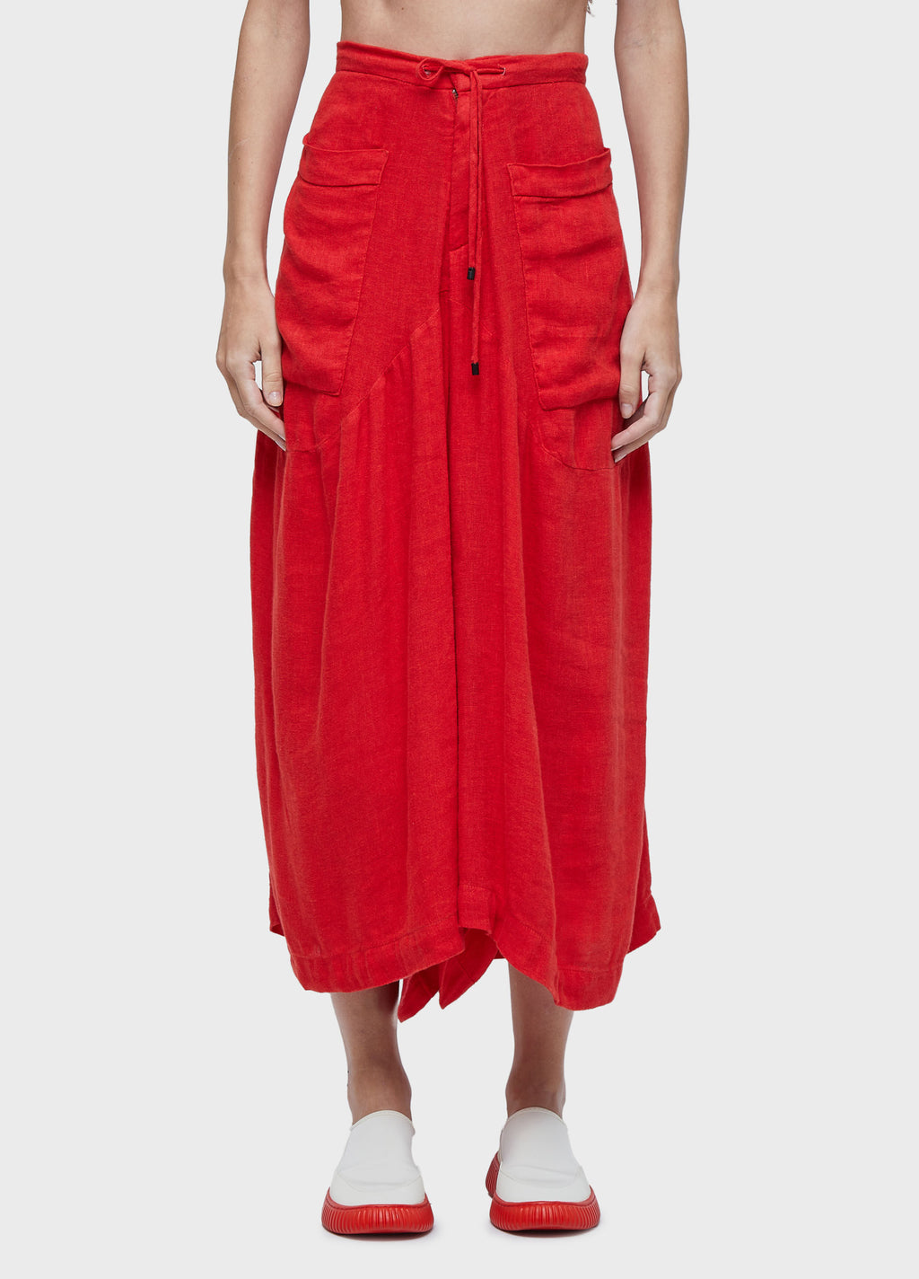 CALCA AMPLA LINHO RECICLADO VERMELHO
