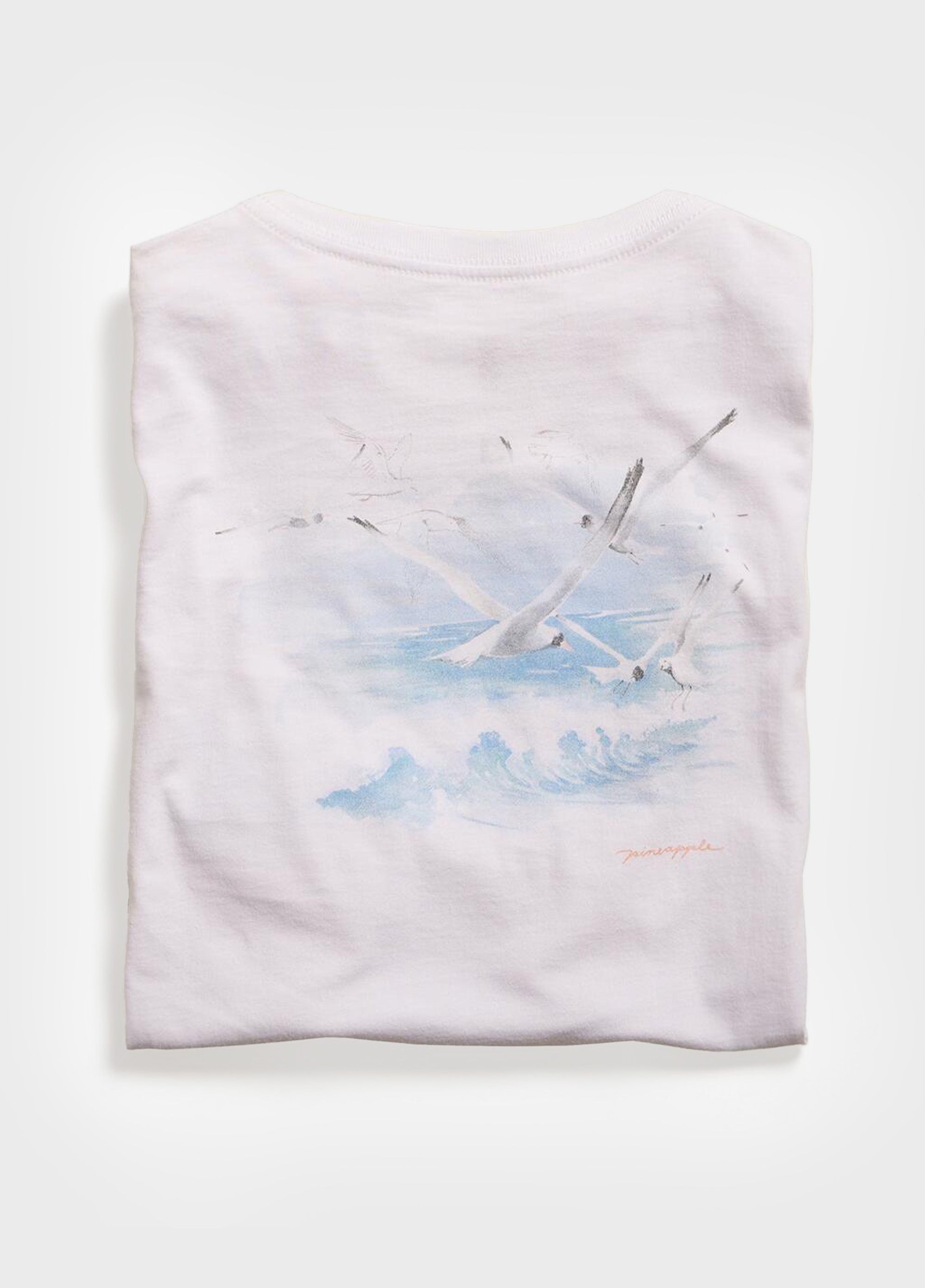 T-SHIRT AQUARELA GAIVOTAS BRANCO
