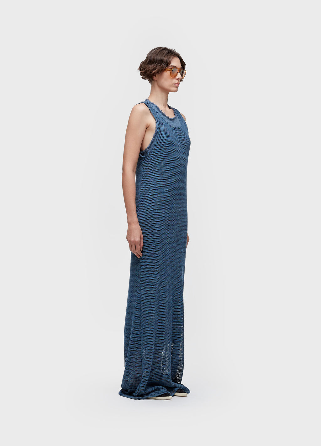 VESTIDO REGATA MIXED FABRICS AZUL MAR