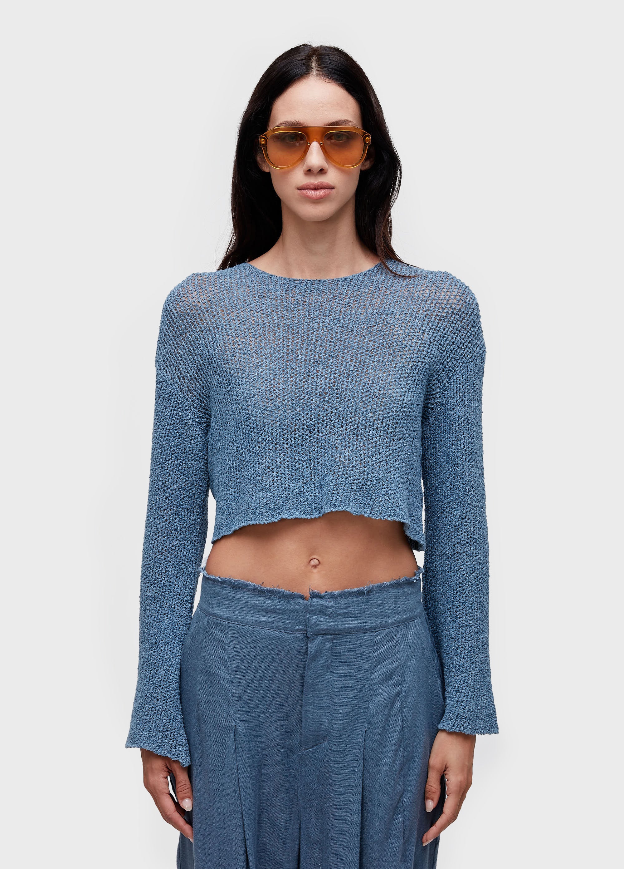 BLUSA ML FLARE TRICOT REDE