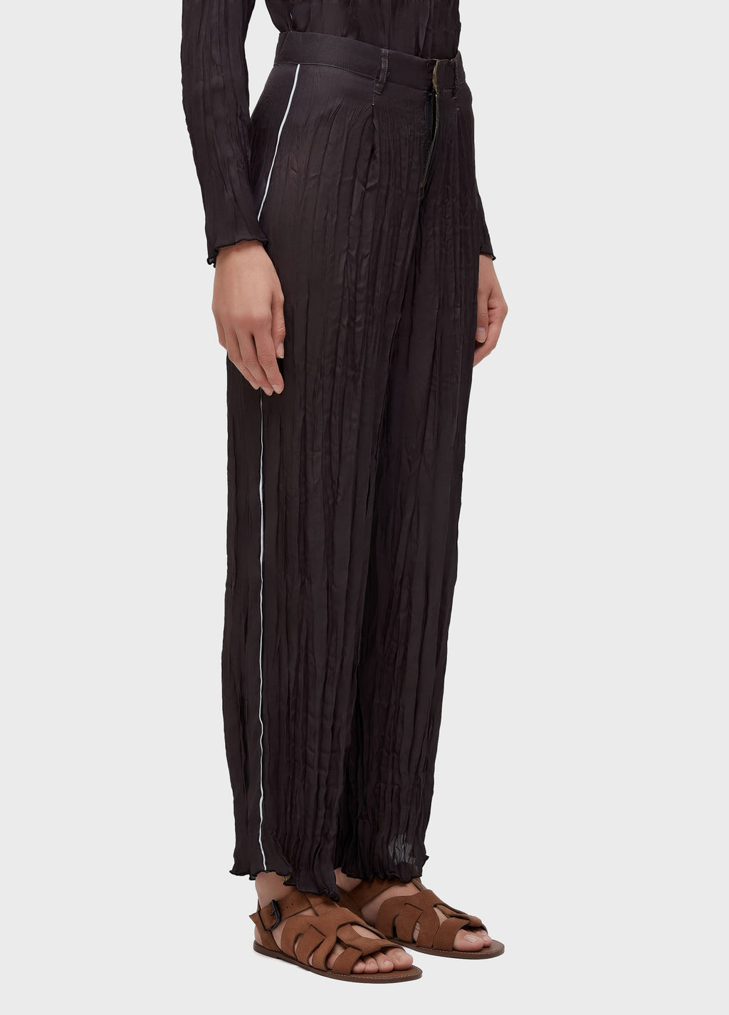 CALÇA RETA WRINKLE SATIN DOUBLE FACE