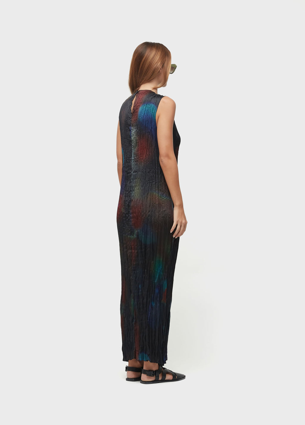 VESTIDO WRINKLED SATIN ROSE BLUR DOUBLE