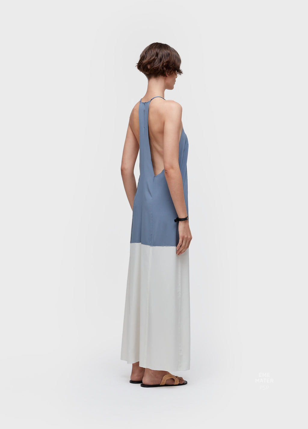VESTIDO SUPERLIGHT ALCAS BICOLOR AZUL MAR/OFF-WHITE