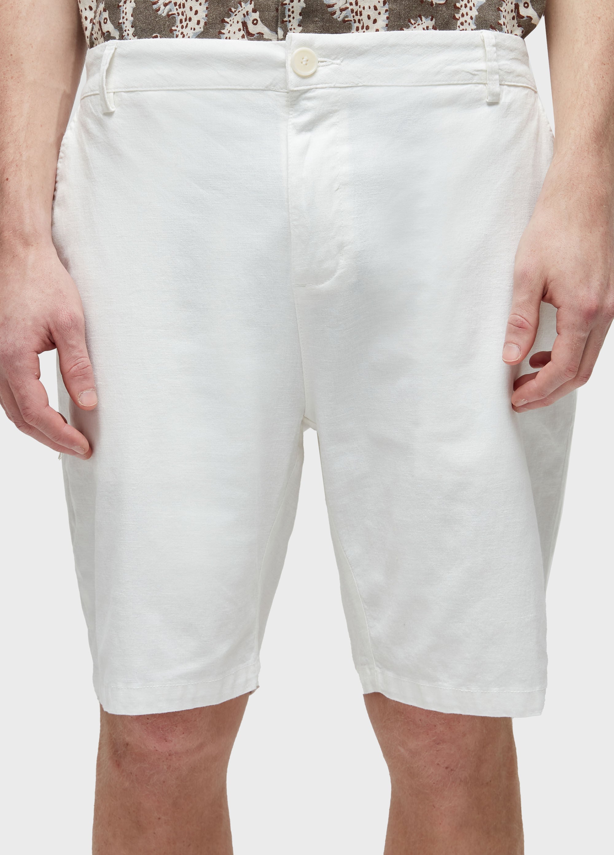 BERMUDA ALFAIATARIA BASIC LINEN BRANCO
