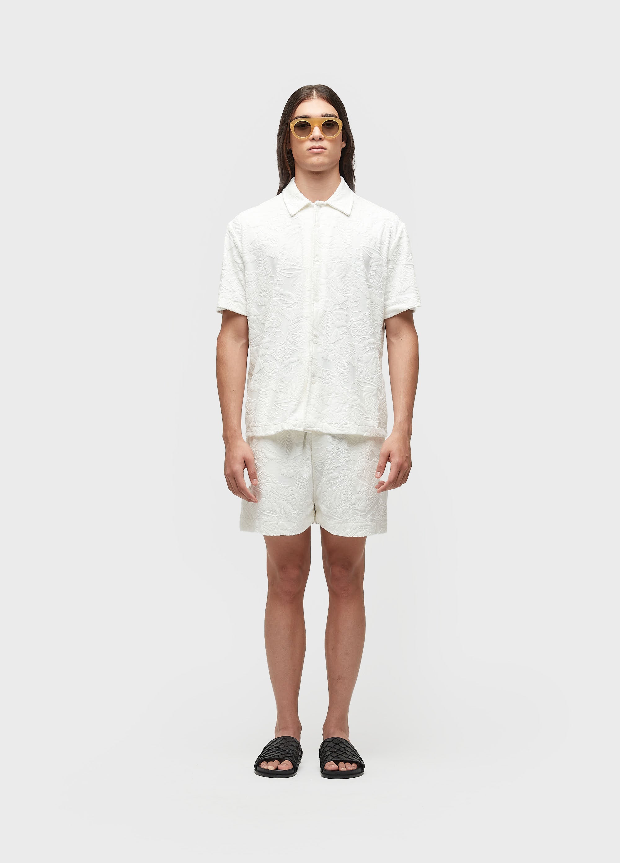 BERMUDA MASCULINA ATOALHADO GARDEN PARTY OFF-WHITE