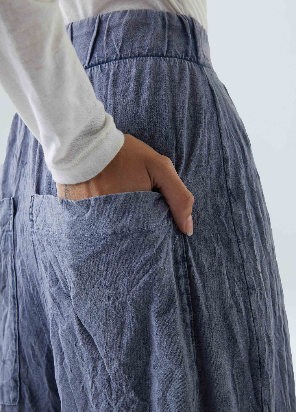 CALCA TRANSPASSADA WRINKLE MARMORIZADA MARINHO