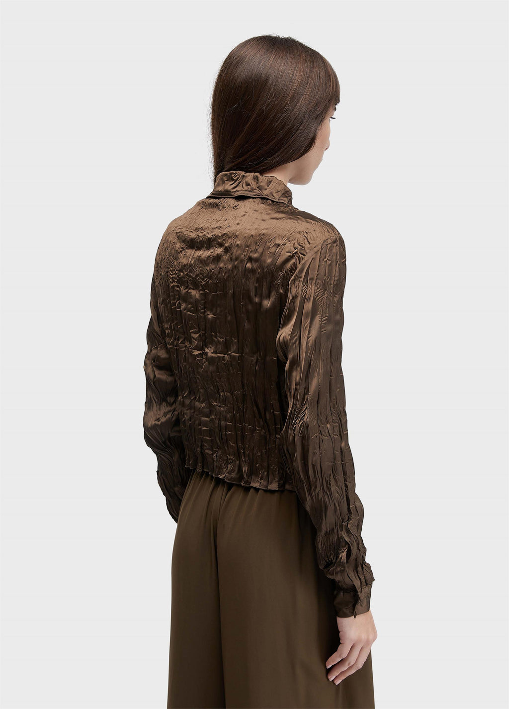 CAMISA CROPPED WRINKLE SATIN DOUBLE FACE