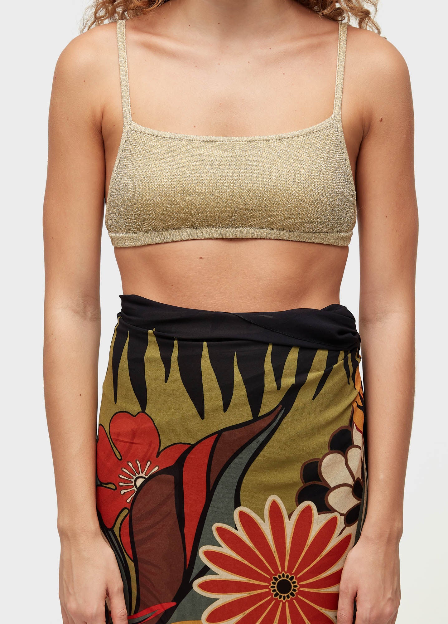 TOP PRAIA TRICOT DECOTE RETO LUREX