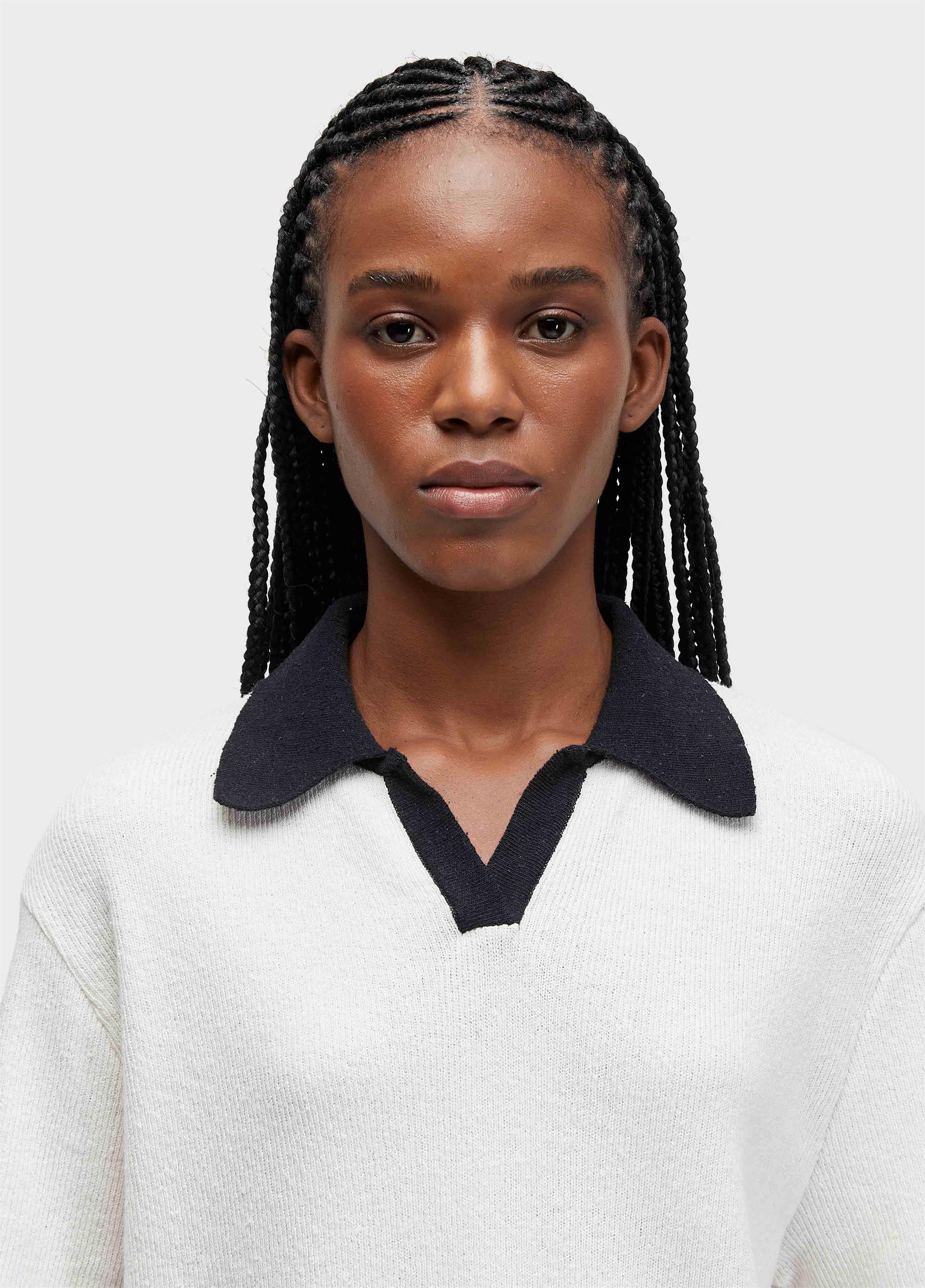 BLUSA POLO TRICOT OVER CANELADO