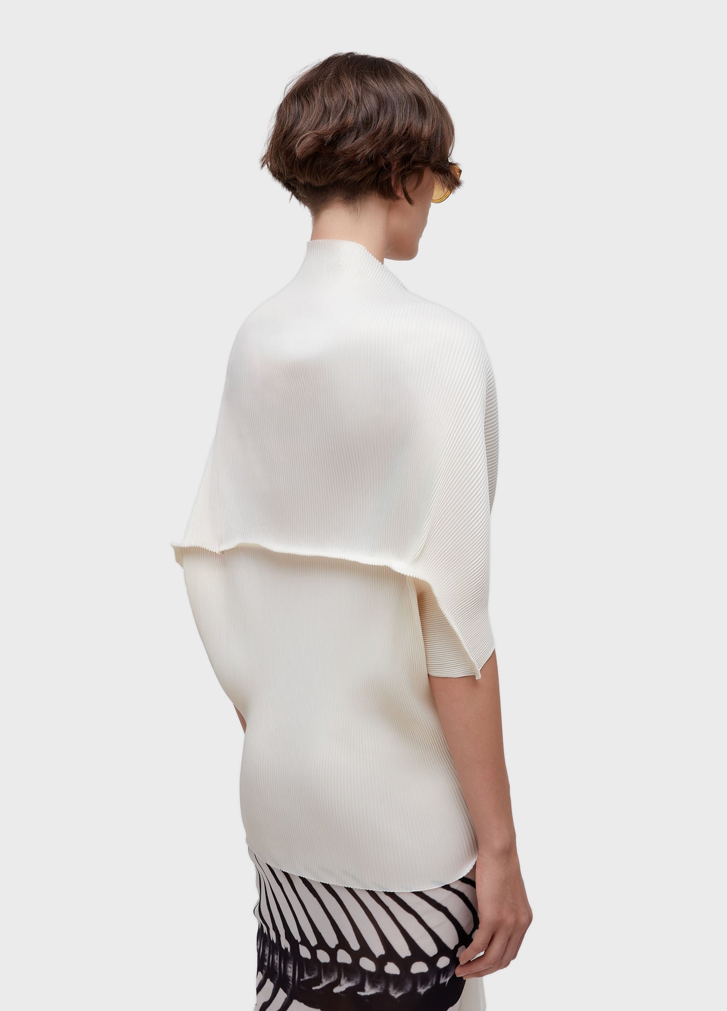 PONCHO PLISSE OFF-WHITE