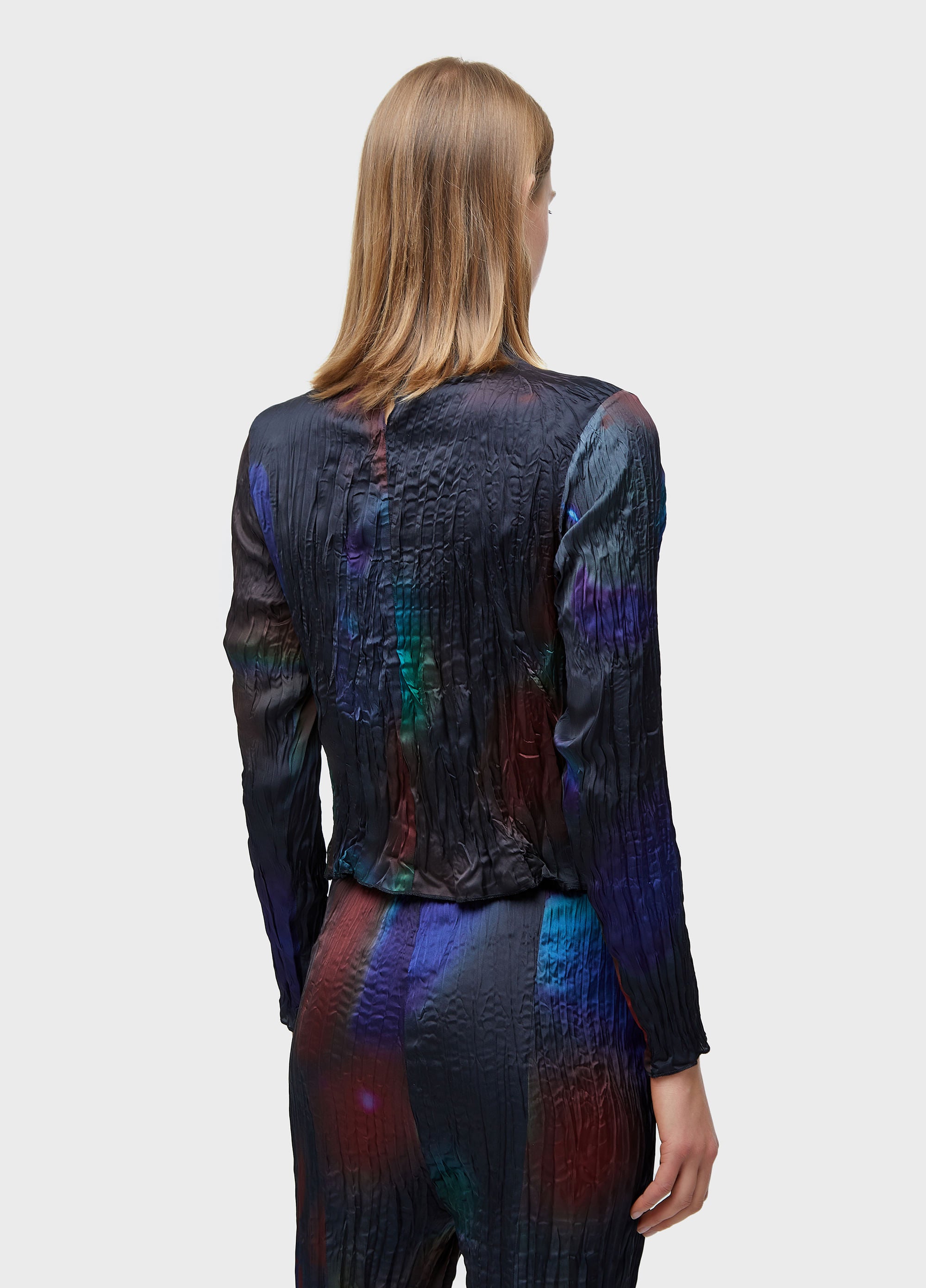 BLUSA ML WRINKLED SATIN ROSE BLUR DOUBLE PRETO/VERMELHO