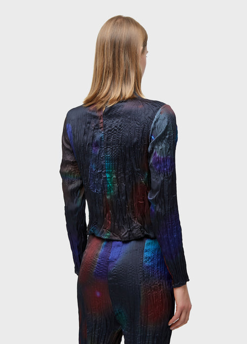 BLUSA ML WRINKLED SATIN ROSE BLUR DOUBLE PRETO/VERMELHO
