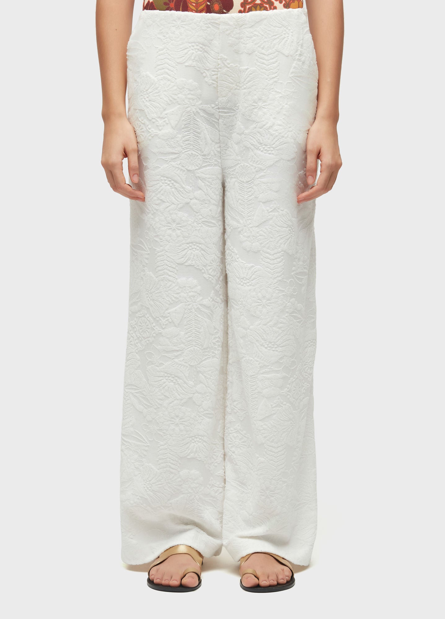 CALCA FEM ATOALHADA GARDEN PARTY OFF-WHITE