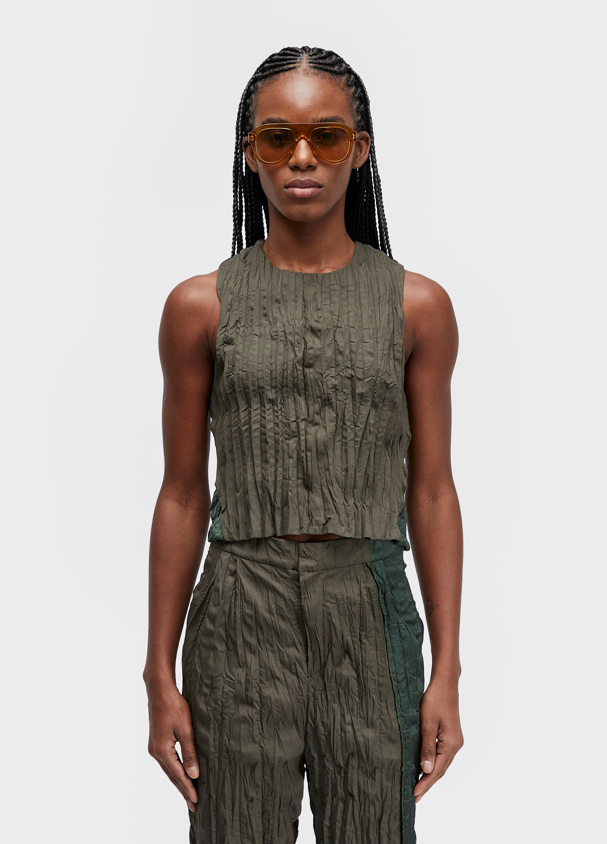 BLUSA SLEEVELESS WINKLE TRICOLINE SATIN