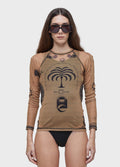 BLUSA ML TULE RIO CAQUI/PRETO