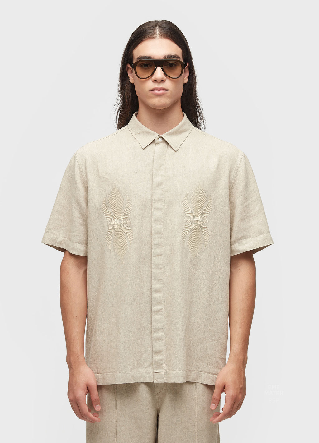 CAMISA LINEN BORDADO MC