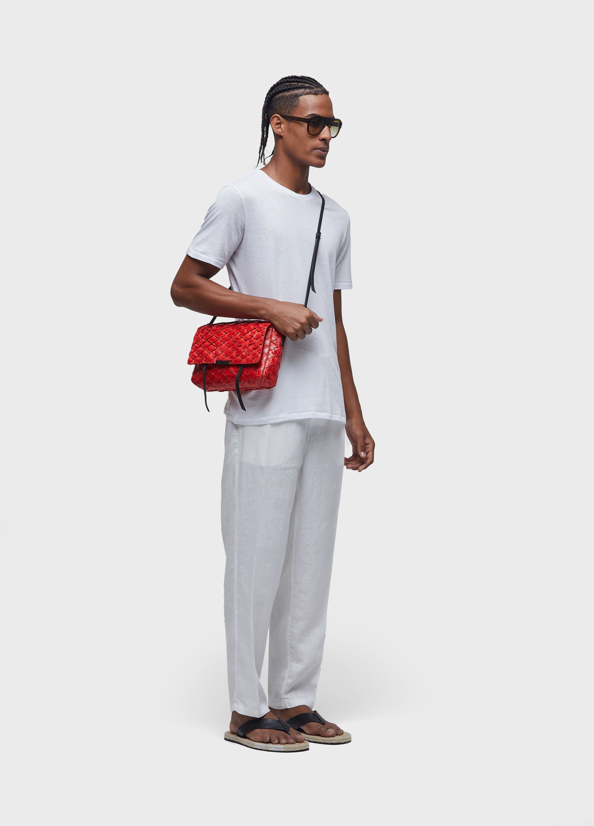 PIRARUCU FLAP SHOULDER BAG VERMELHO URUCUM/PRETO