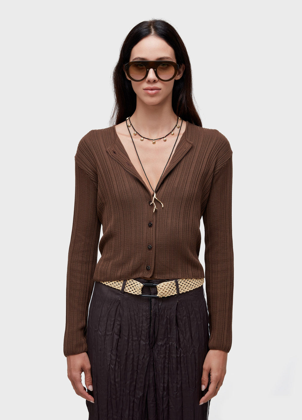 CARDIGAN TRICOT CANELADO IRREGULAR