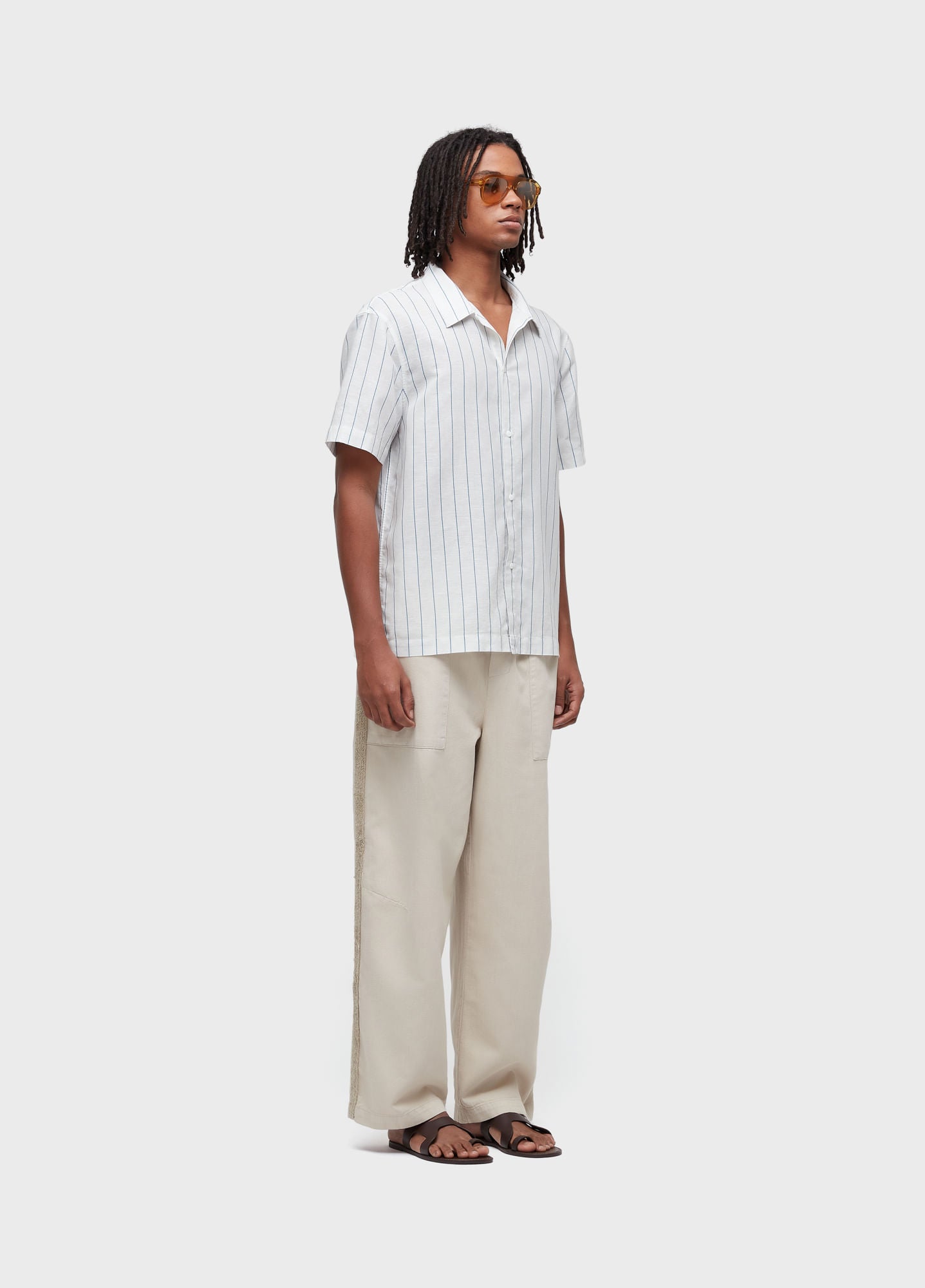CAMISA BLEU STRIPES MC OFF-WHITE/AZUL