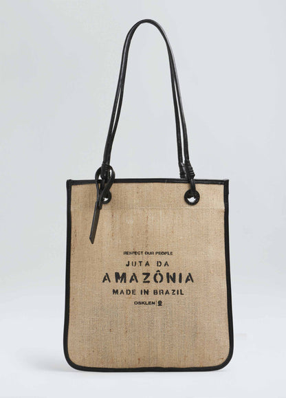 BOLSA TOTE FLAT COURO JUTA ECO