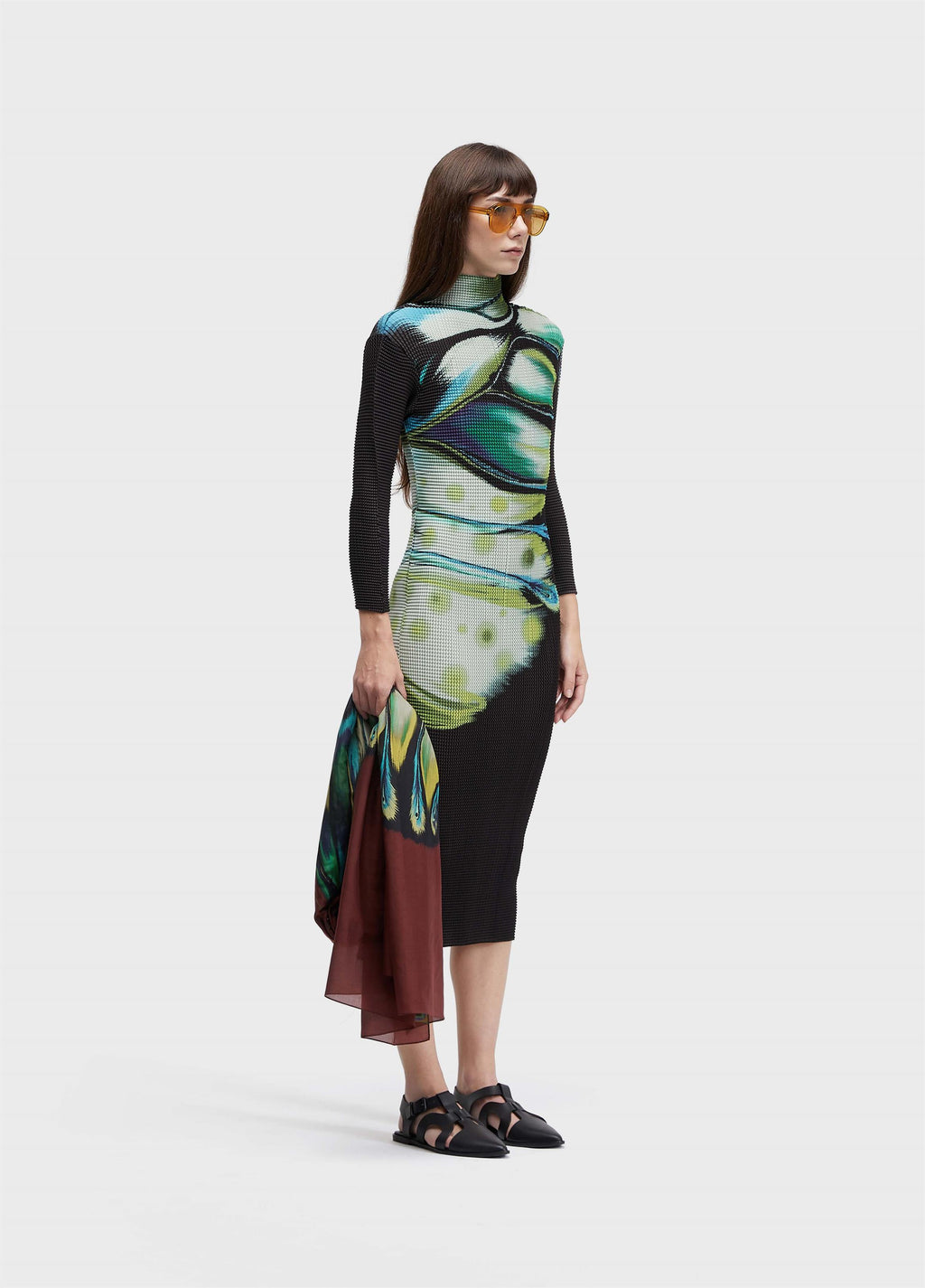 VESTIDO ML MIDI PIXEL BUTTERFLY TEX