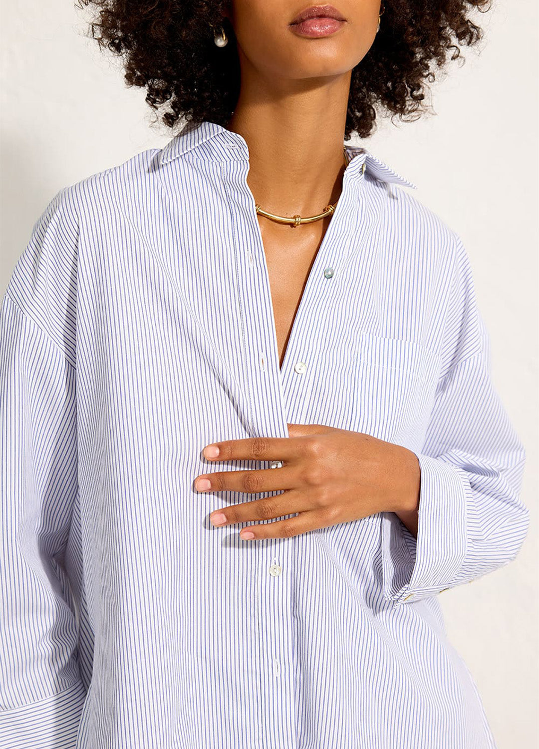 CAMISA LISTRA FIO TINTO OFF-WHITE MARINHO