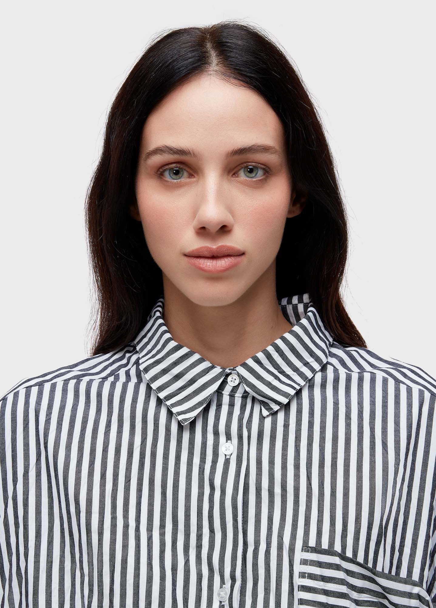 CAMISA ML WRINKLED TRICOLINE FIO TINTO