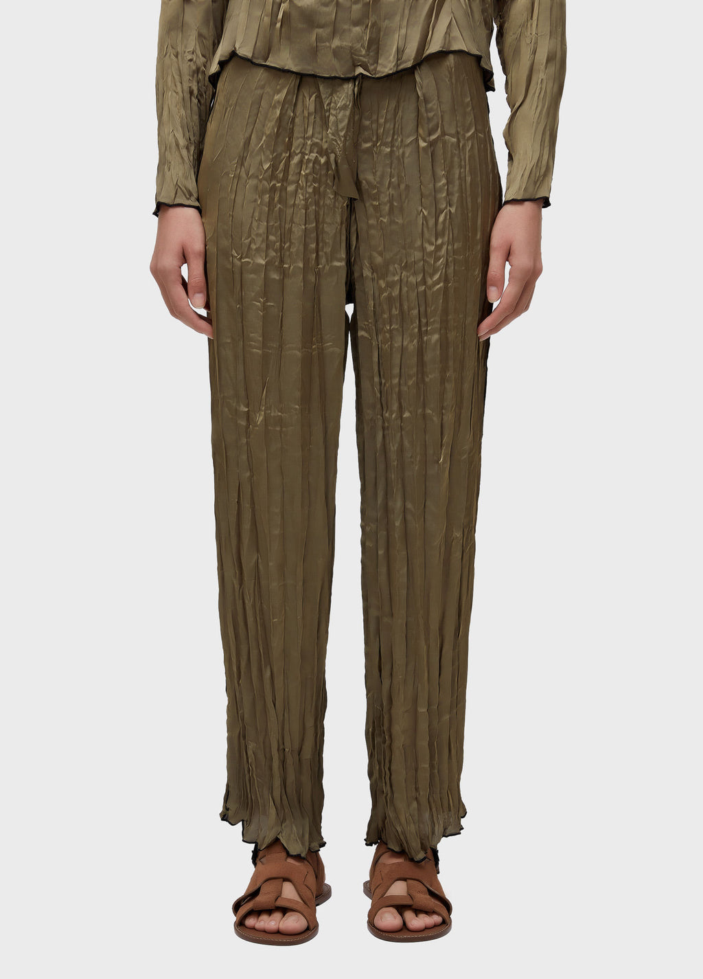 CALÇA RETA WRINKLE SATIN DOUBLE FACE