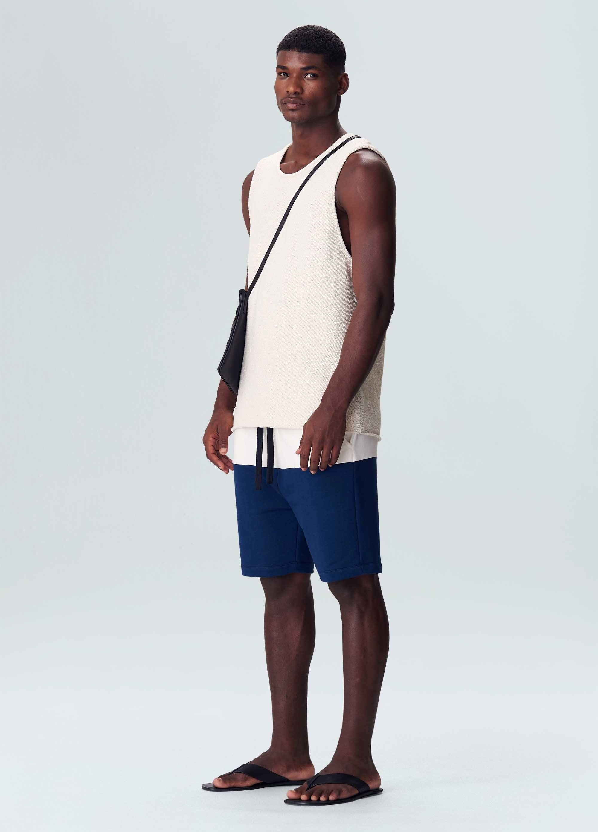 BERMUDA CASUAL MASC BICOLOR OFF-WHITE/MARINHO